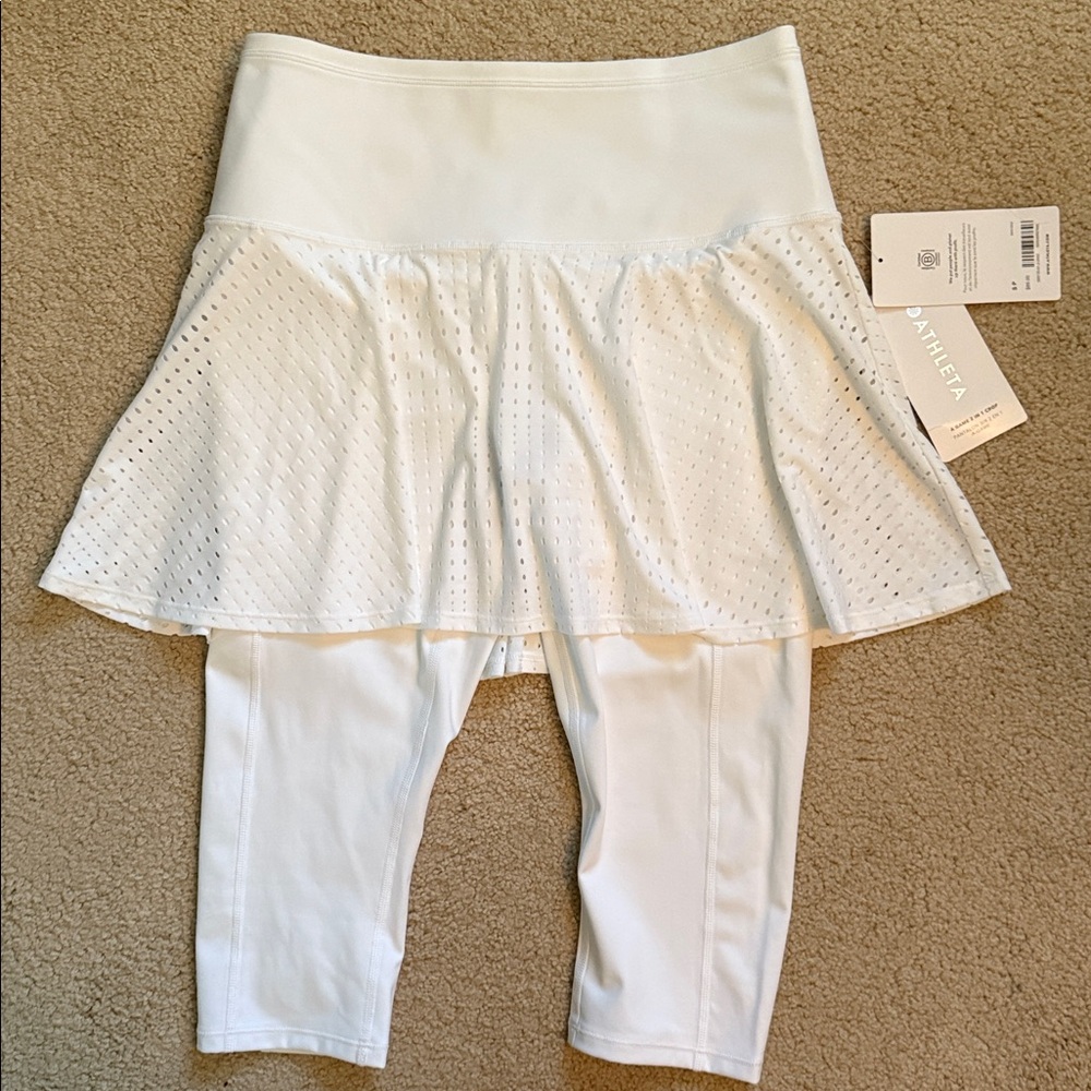 Athleta White Skirted Capri Leggings